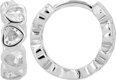Produktbild von "Urmina" 925/- Echt Silber Creole, Herz, Zirkoniabesatz, rhodiniert