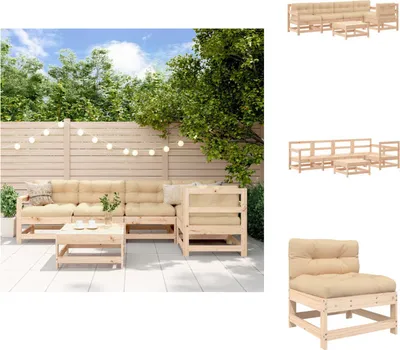Produktbild von vidaXL 6-tlg. Garten-Lounge-Set mit Kissen Massivholz -  Gartenmöbel-Sets