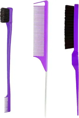 Image de set de 3 peignes à cheveux Poils de coiffure Brosse à cheveux Violet