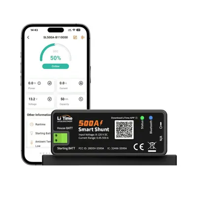 Produktbild von LiTime 500A Smartshunt Batterie Shunt mit Bluetooth