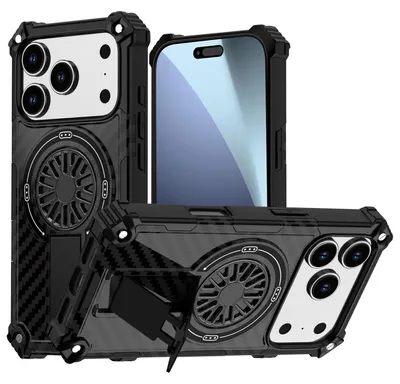 Image de Pour Apple iPhone 17 Pro Camouflage MagSafe Ring Hybrid Kickstand Housse noire
