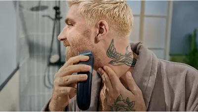 Image de Philips Beard Trimmer 3000 Series BT3620/15 Tondeuse à barbe à lames arrondies, Aucun entretien - pas besoin d'huile, Batterie rechargeable, Roulettes auto-affûtées, Noir