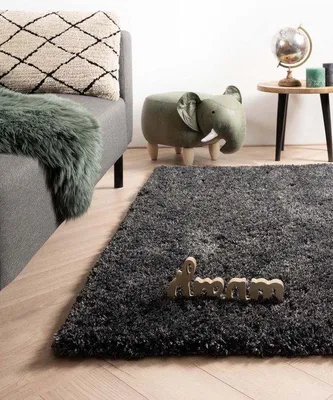 Produktbild von Unyqoos® Hochflor-Teppich 'Cozy Shaggy' Anthrazit 200 x 300 cm – soft-touch Polypropylen, 2000 g/m², strapazierfähig & farbecht