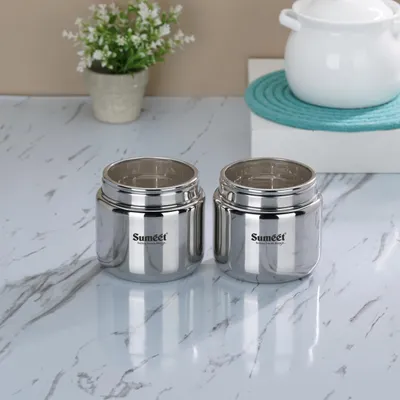 Vorratsdosen Edelstahl 2er-Set 400 ml 9 cm silber