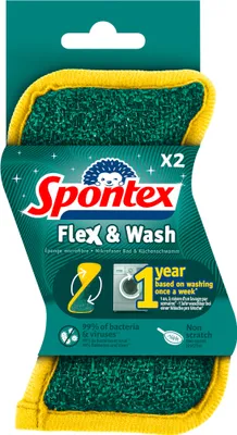 Immagine prodotto di Spontex 19780060 Spugna per la pulizia Spontex Flex & Wash, confezione da 2 pezzi