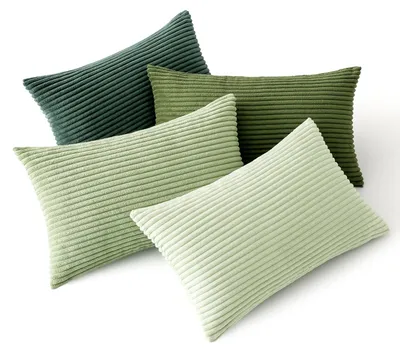 Produktbild von Kissenbezug aus Cord, weicher Kissenbezug, dekoratives Sofakissen, quadratische Dekokissen, gestreifte Kissenbezüge fürs Wohnzimmer, 4 Stück, 30 x 50 cm, Waldgrün
