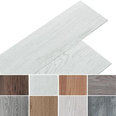 Obrázok produktu pre Samolepiaci vinylový podlahový obklad, svetlosivá farba, 5,01 m², vodotesný, rozmery 91,5 x 15,2 cm