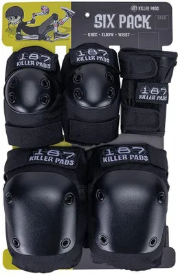 Produktbild von 187 Killer Pads Adult Six Pack Knie-, Handgelenk- & Ellenbogenschoner XS schwarz