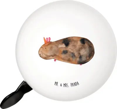 Produktbild von Mr. & Mrs. Panda Fahrrad-Klingel Einhorn Meerschweinchen - Weiß - Geschenk, Einhörner, Unicorn, klingel fahrrad, Meerschwein, Fahrradklingel, Meerhörnchen, Für, glocke