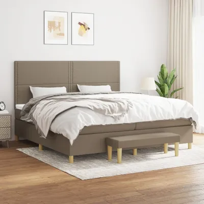Produktbild von Design Möbel Boxspringbett mit Matratze Taupe 200x200 cm Stoff - 2024 Neu