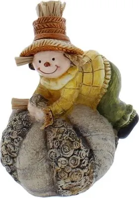 Produktbild von Vogelscheuche auf Kürbis - ca. 11,3 x 10,3 x 16 cm - 1 Stück