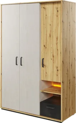 Produktbild von Furniture24 Eckkleiderschrank Qubic QB-01, Schrank, Eckschrank, 2 Türiger Kleiderschrank mit 2 Kleiderstange und viele Einlegeboden