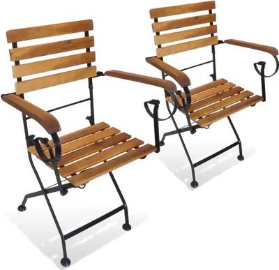 Image de vidaXL Chaises de jardin pliantes 2 pcs. acier et bois massif acacia