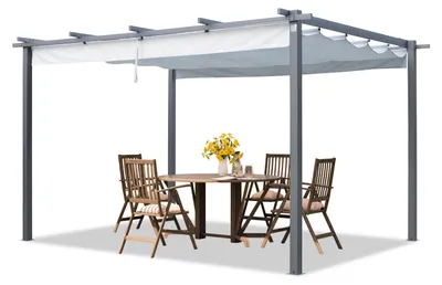 Zdjęcie produktu dla PRIMEYARD Pergola 3x4 m zadaszenie tarasu z szarym szyberdachem konstrukcja stalowa