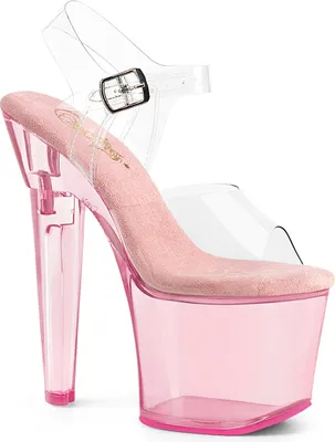 Produktbild von LOVESICK-708T Pleaser High Heels Plateausandaletten Herzabsatz klar babypink getönt