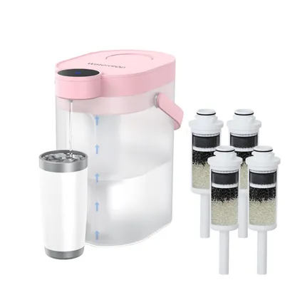Produktbild von Waterdrop FreshTaste Elektrischer Wasserfilter Kanne mit 4 Filter, 4L Wasserfilter Spender für Kühlschrank, Rosa (Ersatzfilter: WD-EWFS)