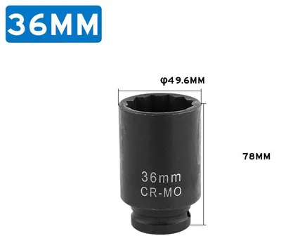 Produktbild von Douille à choc 36mm CR-Mo hexagonale pour clé à choc 12 Pfannen Longue 1/2" Douille à écrou