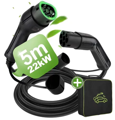 Imagen del producto de Cable de carga para coche eléctrico - Conector tipo 2 - Potencia de 22 kW - 5 metros