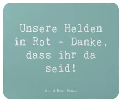 Produktbild von Mr. & Mrs. Panda Mousepad Spruch Feuerwehrmann Helden - Meeresbrise - Geschenk, Anerkennung, des Alltags, mausteppich, Feuerwehr, Mauspad, computer, Freundschaft, laptop