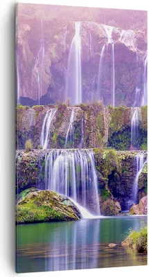 Produktbild von Bild auf Leinwand - Leinwandbild - Wasserfall Natur - 55x100cm - Wand Bild - Wanddeko - Wandbilder - Leinwanddruck - Bilder - Kunstdruck - Wanddekoration - Leinwand bilder - Wandkunst - PA55x100-3893