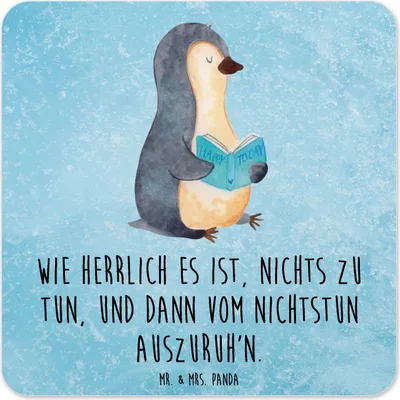 Produktbild von Mr. & Mrs. Panda Tischuntersetzer Pinguin Buch 15er Set - Eisblau - Geschenk, Untersetzer Getränke, Glas-Untersetzer, Getränkeuntersetzer, Ferien, Urlaub, für Gläser