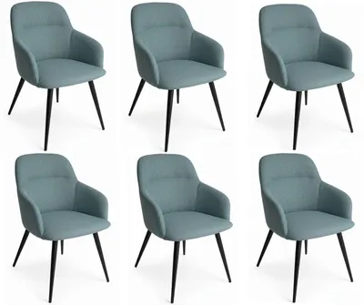 Immagine prodotto di Set di 6 eleganti sedie da pranzo, tessuto blu, sedute confortevoli