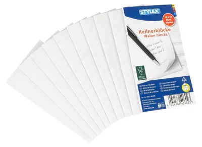 Produktbild von Stylex Kellnerblöcke Gastronomieblock 10er pack je 50 Blatt 7x15cm