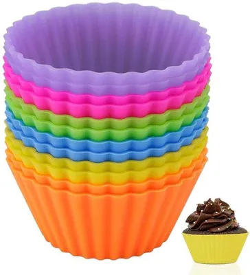 Produktbild von Ibenzoa® Silikon-Muffinförmchen 12er Set – wiederverwendbare Backformen für Muffins & Cupcakes, lebensmittelecht, hitzebeständig