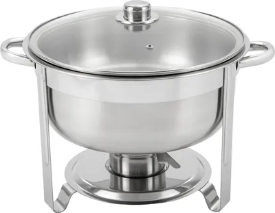 Obrázok produktu pre Kruhový ohrevný tanier – ohrevný tanier na bufet / ohrevný tanier na jedlo – nerezová oceľ – pre catering, svadby, bankety, reštaurácie – strieborný