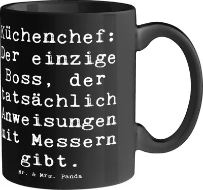 Produktbild von Mr. & Mrs. Panda Tasse Spruch Koch Anleitung - Schwarz - Geschenk, Kaffeetasse, Geschenke für Berufstätige, Beruf, Berufsgestaltung, Pott, Bedruckte, Kochhumor, Teetasse