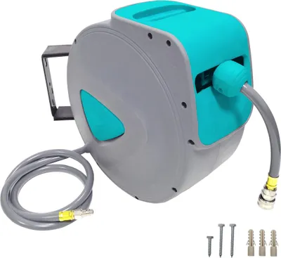 Obrázek produktu pro JOIEYOU Hadice na stlačený vzduch 20 m Automatický naviják s přípojkou 1/4" Hadicový naviják Automatický naviják na stlačený vzduch s rychlospojkou a aretační koulí, šedý