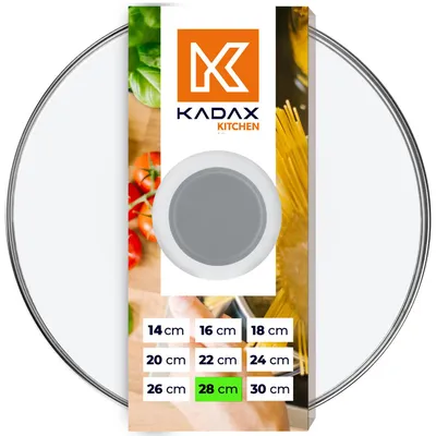 Produktbild von KADAX Glasdeckel mit Griff aus Silikon, hitzebeständiger Deckel für Topf ⌀14-30cm, Deckel mit Dampfloch, Universaldeckel in verschiedenen (28cm, grau)