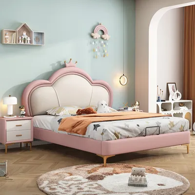 Image de 360Home Lit d'enfant Princesse Lit chambre simple Rose lit 1200x2000mm