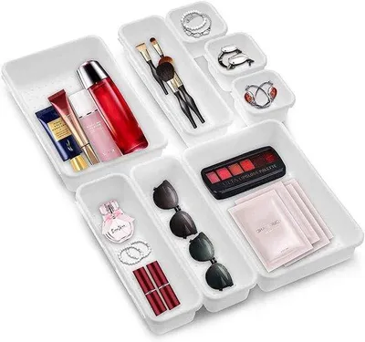 Image de Lot de rangements pour tiroirs - 8 pièces - Blanc