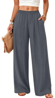 Produktbild von Leinenhose Damen - Sommerhose - Weite Beine - Leichte Stoffe - Lässige Freizeithose - Atmungsaktiv und Bequem