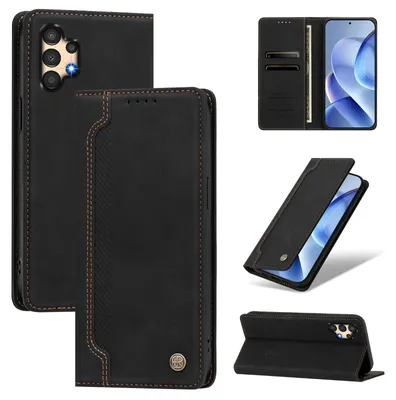Produktbild von Handyhülle für Samsung Galaxy A32 4G, Leder Wallet Klapphülle mit Standfunktion, Stoßfeste Schutzhülle Schwarz