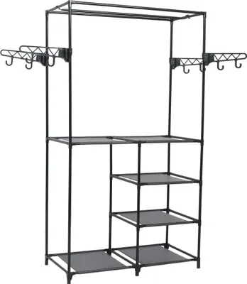 Zdjęcie produktu dla Wieszak na ubrania, stal i włóknina, 87 x 44 x 158 cm, czarny