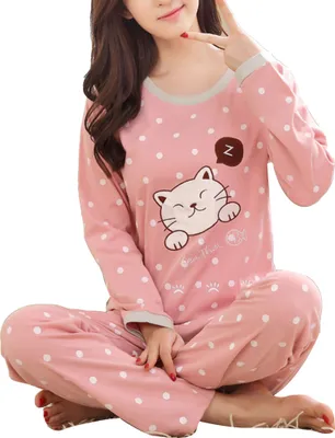 Produktbild von Lässige Frauen Cartoon Animal Print O Neck Top lange Hosen Pyjamas Nachtwäsche Set||Rosa||XXL