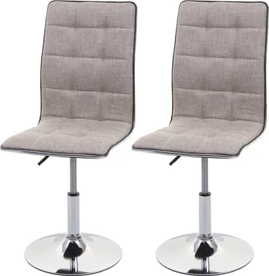 Two modern dining chairs with adjustable height and swivel function, presented against a white background.