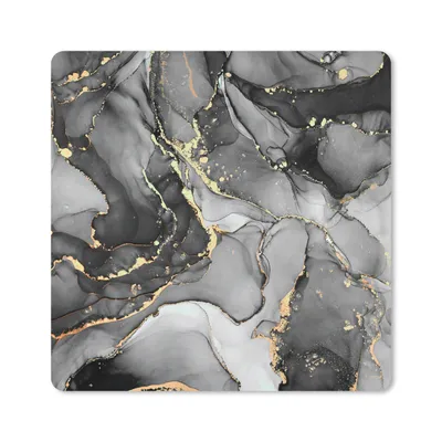 Produktbild von MuchoWow® Mauspad Mousepad Marmor - Schwarz - Gold - Grau 20x20 cm - Mousepads - Maus Mat - Pad - Mausunterlage - Desk Mat - Bureauartikeln