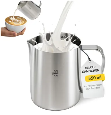 Edelstahl-Melkkännchen 550 ml, spülmaschinengeeignet, Barista-Zubehör