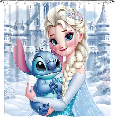 Productafbeelding van Design multifunctionele gordijnpanelen, 180x180 cm - Frozen/Elsa en Stitch