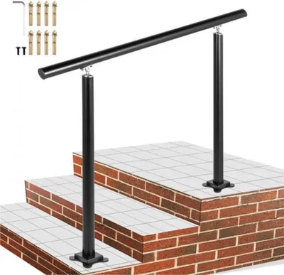 Productafbeelding van Trapleuning Deluxe – Aluminium en ijzer – Zwart – Verstelbaar voor binnen- en buitentrap – Met bevestigingsmateriaal – Elegant en robuust – 91 cm