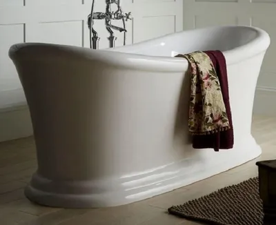 Produktbild von Casa Padrino Luxus Jugendstil Acryl Badewanne Weiß 164 x 70,5 x H. 71 cm - Gebogene freistehende Retro Antik Badewanne - Barock & Jugendstil Badezimmer Möbel