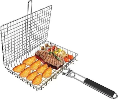 Productafbeelding van Opvouwbare Roestvrijstalen Grillmand voor Vis en Groenten