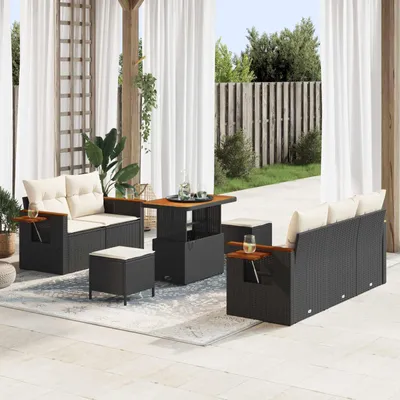 Image de Maison Exclusive - Ensemble canapé de jardin 8 pièces en polyrotin noir