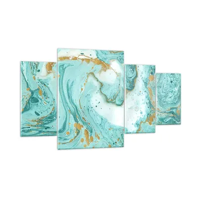 Produktbild von Bilder auf glas - Abstraktion blau Wasser modern - 160x90cm - Glasbilder - Wandbilder - Kunstdruck - zum Aufhängen bereit - Wanddekoration aus Glas - Glas Bilder - Wandbild auf Glas - GDL160x90-2937