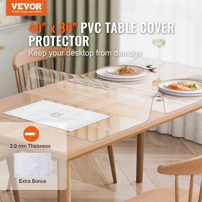 Immagine prodotto di Protezione per tavolo in PVC 40x80 pollici Protezione per scrivania in plastica trasparente Spessore 2,0 mm