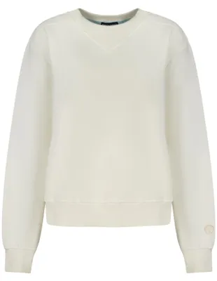 Produktbild von Weißer Damenpullover: Gefüttert, Stickerei & Kontrastdetails, Langarm