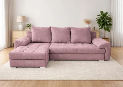 Produktbild von Ecksofa mit Schlaffunktion, ausziehbares Ecksofa VELUTO, Eckcouch mit Wellenfeder